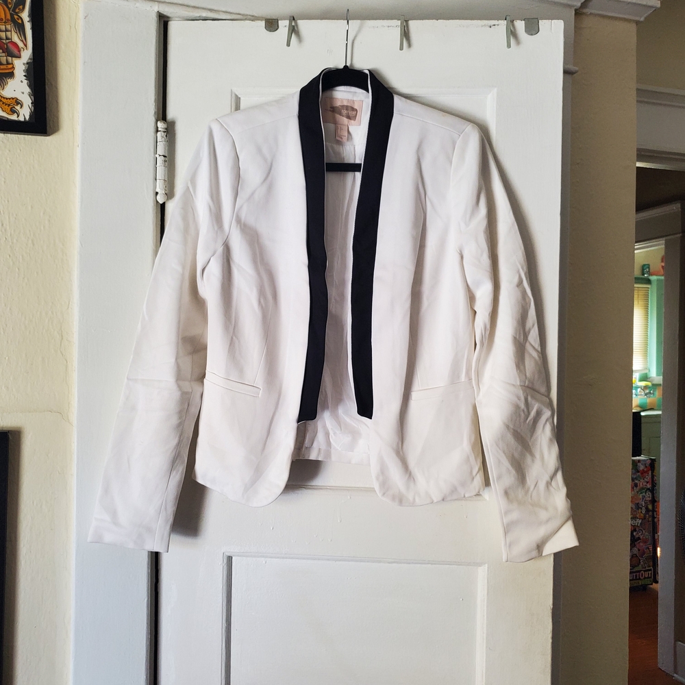 Forever 21 White Blazer with Black Trim